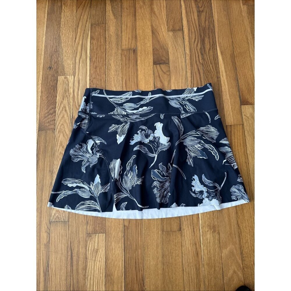 Athleta Floral Blue Sonic Tennis Skort Skirt Women's Size L
